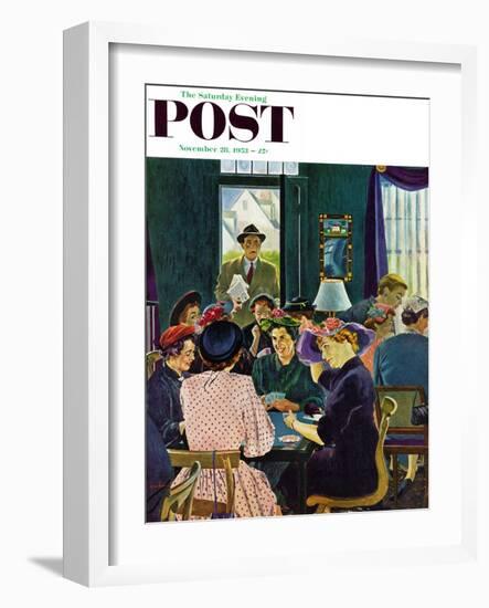 "Bridge Party" Saturday Evening Post Cover, November 28, 1953-George Hughes-Framed Giclee Print