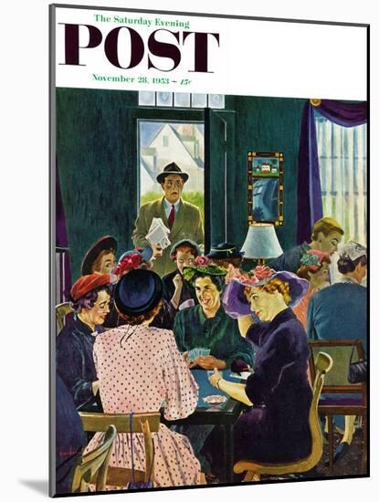 "Bridge Party" Saturday Evening Post Cover, November 28, 1953-George Hughes-Mounted Giclee Print