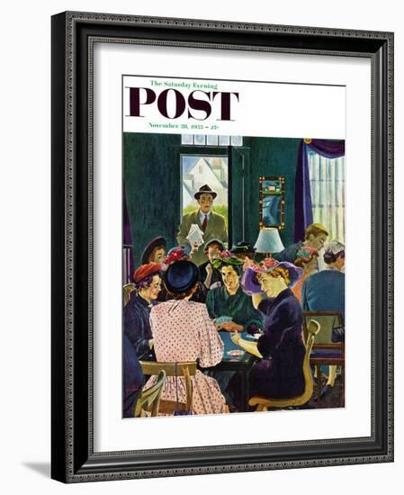 "Bridge Party" Saturday Evening Post Cover, November 28, 1953-George Hughes-Framed Giclee Print