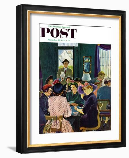 "Bridge Party" Saturday Evening Post Cover, November 28, 1953-George Hughes-Framed Giclee Print