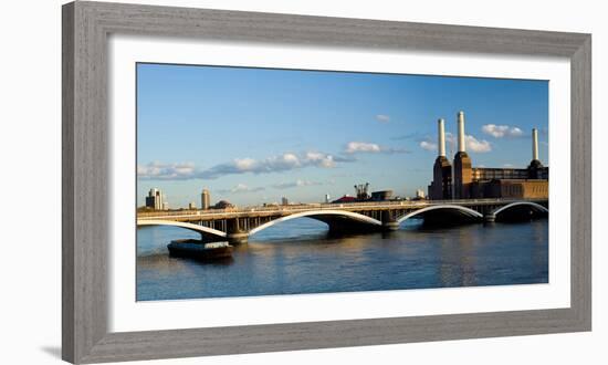 Bridge with Battersea Power Station, Thames River, London, England-null-Framed Photographic Print