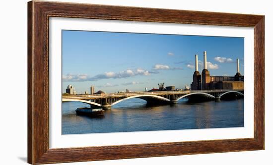 Bridge with Battersea Power Station, Thames River, London, England-null-Framed Photographic Print