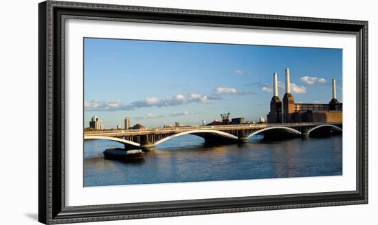 Bridge with Battersea Power Station, Thames River, London, England-null-Framed Photographic Print