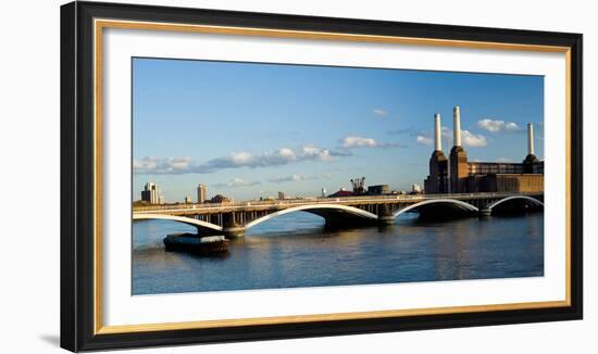 Bridge with Battersea Power Station, Thames River, London, England-null-Framed Photographic Print