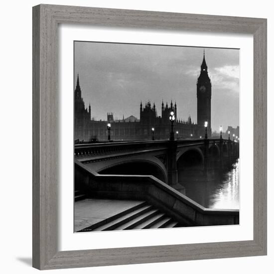 Bridge with Big Ben-null-Framed Premium Giclee Print