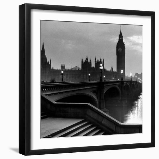 Bridge with Big Ben-null-Framed Premium Giclee Print
