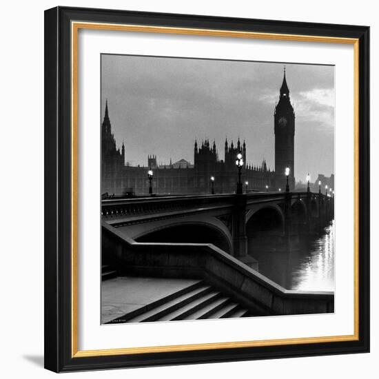 Bridge with Big Ben-null-Framed Premium Giclee Print