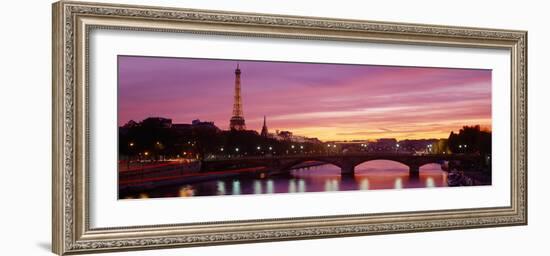 Bridge with the Eiffel Tower in the Background, Pont Alexandre Iii, Seine River, Paris, Ile-De-F...-null-Framed Photographic Print