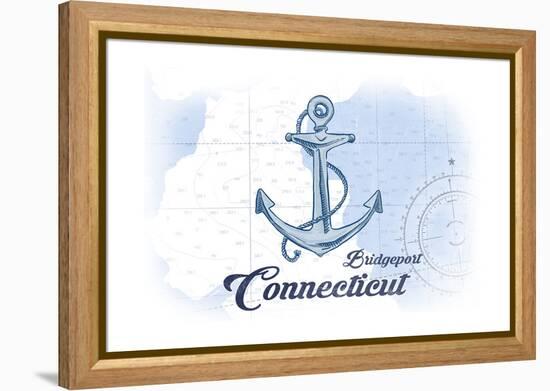 Bridgeport, Connecticut - Anchor - Blue - Coastal Icon-Lantern Press-Framed Stretched Canvas