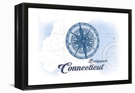 Bridgeport, Connecticut - Compass - Blue - Coastal Icon-Lantern Press-Framed Stretched Canvas