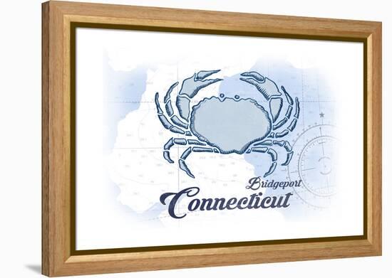 Bridgeport, Connecticut - Crab - Blue - Coastal Icon-Lantern Press-Framed Stretched Canvas