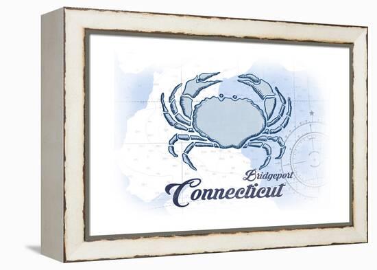 Bridgeport, Connecticut - Crab - Blue - Coastal Icon-Lantern Press-Framed Stretched Canvas