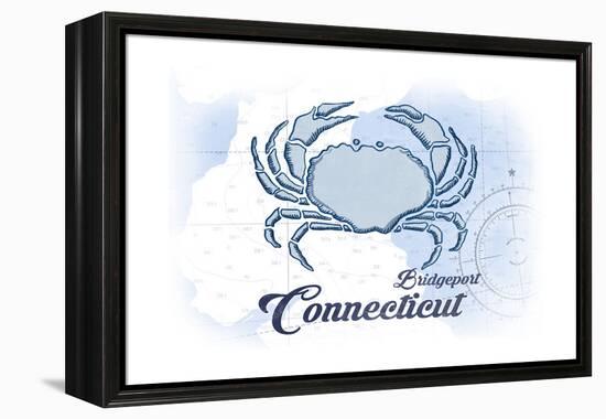 Bridgeport, Connecticut - Crab - Blue - Coastal Icon-Lantern Press-Framed Stretched Canvas