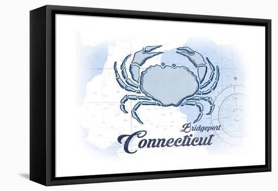 Bridgeport, Connecticut - Crab - Blue - Coastal Icon-Lantern Press-Framed Stretched Canvas