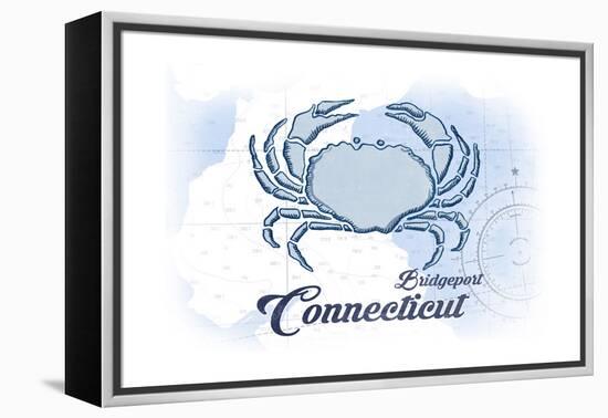 Bridgeport, Connecticut - Crab - Blue - Coastal Icon-Lantern Press-Framed Stretched Canvas