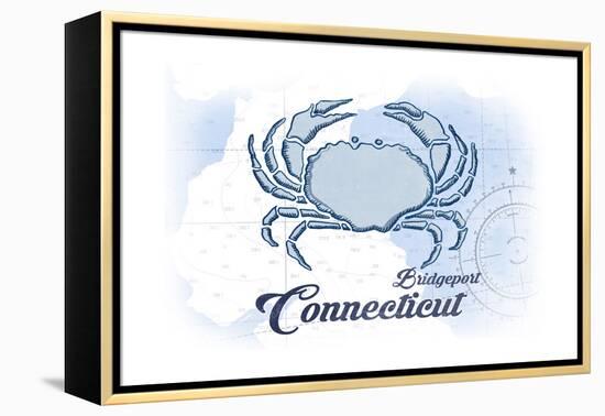 Bridgeport, Connecticut - Crab - Blue - Coastal Icon-Lantern Press-Framed Stretched Canvas