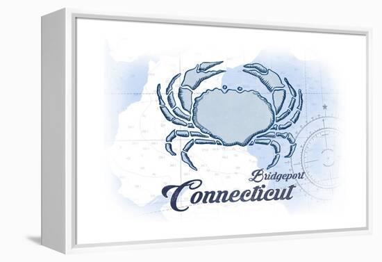 Bridgeport, Connecticut - Crab - Blue - Coastal Icon-Lantern Press-Framed Stretched Canvas