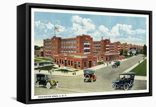 Bridgeport, Connecticut - Exterior View of the Remington Arms, UMC-Lantern Press-Framed Stretched Canvas