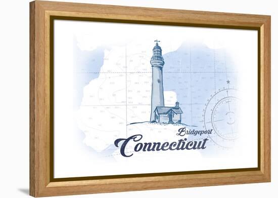 Bridgeport, Connecticut - Lighthouse - Blue - Coastal Icon-Lantern Press-Framed Stretched Canvas