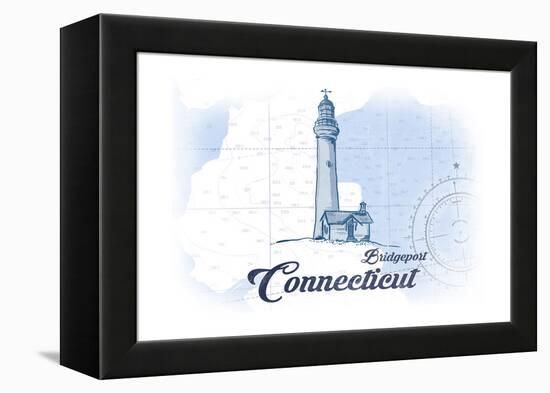 Bridgeport, Connecticut - Lighthouse - Blue - Coastal Icon-Lantern Press-Framed Stretched Canvas