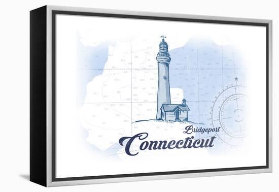 Bridgeport, Connecticut - Lighthouse - Blue - Coastal Icon-Lantern Press-Framed Stretched Canvas