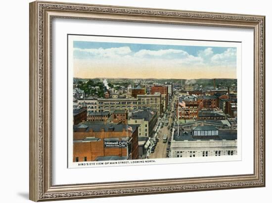 Bridgeport, Connecticut - Northern Aerial View of Main Street-Lantern Press-Framed Art Print