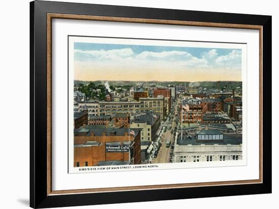 Bridgeport, Connecticut - Northern Aerial View of Main Street-Lantern Press-Framed Art Print