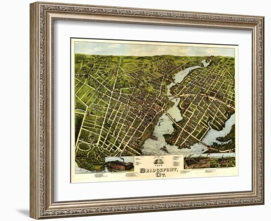 Bridgeport, Connecticut - Panoramic Map-Lantern Press-Framed Art Print