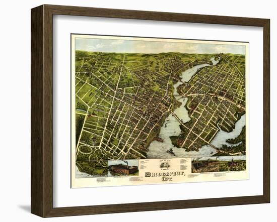 Bridgeport, Connecticut - Panoramic Map-Lantern Press-Framed Art Print