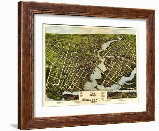 Bridgeport, Connecticut - Panoramic Map-Lantern Press-Framed Art Print