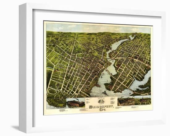 Bridgeport, Connecticut - Panoramic Map-Lantern Press-Framed Art Print