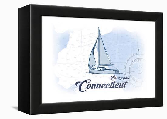 Bridgeport, Connecticut - Sailboat - Blue - Coastal Icon-Lantern Press-Framed Stretched Canvas