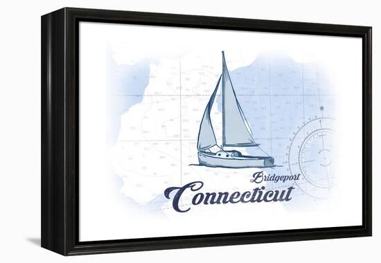 Bridgeport, Connecticut - Sailboat - Blue - Coastal Icon-Lantern Press-Framed Stretched Canvas