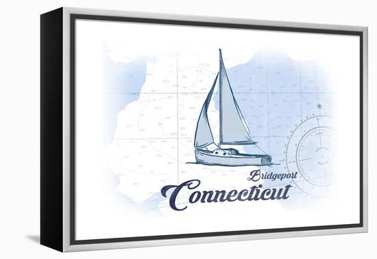 Bridgeport, Connecticut - Sailboat - Blue - Coastal Icon-Lantern Press-Framed Stretched Canvas