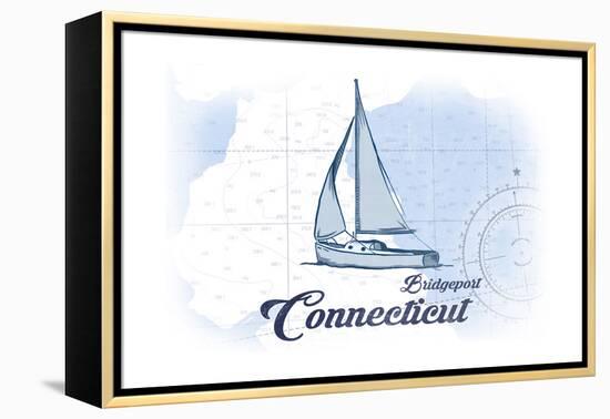 Bridgeport, Connecticut - Sailboat - Blue - Coastal Icon-Lantern Press-Framed Stretched Canvas