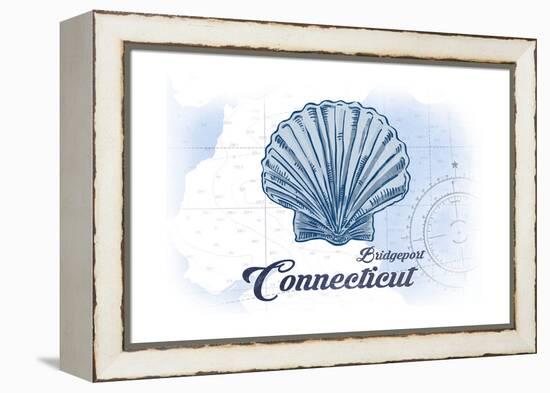 Bridgeport, Connecticut - Scallop Shell - Blue - Coastal Icon-Lantern Press-Framed Stretched Canvas