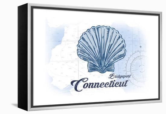 Bridgeport, Connecticut - Scallop Shell - Blue - Coastal Icon-Lantern Press-Framed Stretched Canvas