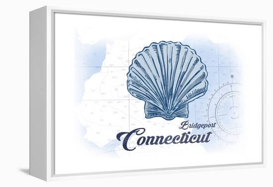 Bridgeport, Connecticut - Scallop Shell - Blue - Coastal Icon-Lantern Press-Framed Stretched Canvas