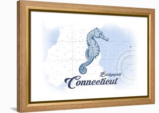 Bridgeport, Connecticut - Seahorse - Blue - Coastal Icon-Lantern Press-Framed Stretched Canvas