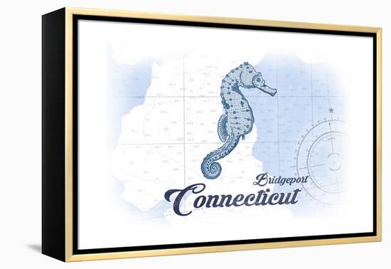 Bridgeport, Connecticut - Seahorse - Blue - Coastal Icon-Lantern Press-Framed Stretched Canvas