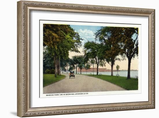 Bridgeport, Connecticut - Seaside Park Drive View Showing Locomobile Company-Lantern Press-Framed Art Print