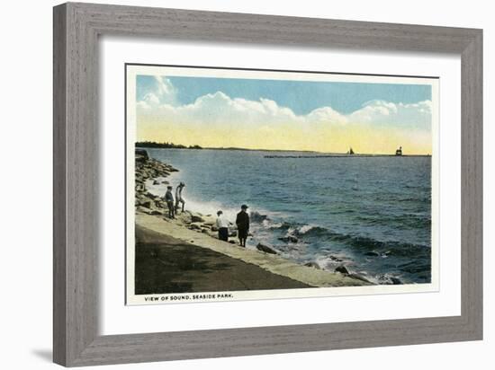 Bridgeport, Connecticut - Seaside Park View of the Sound-Lantern Press-Framed Art Print