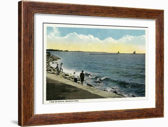 Bridgeport, Connecticut - Seaside Park View of the Sound-Lantern Press-Framed Art Print