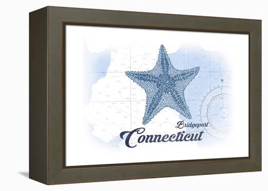 Bridgeport, Connecticut - Starfish - Blue - Coastal Icon-Lantern Press-Framed Stretched Canvas