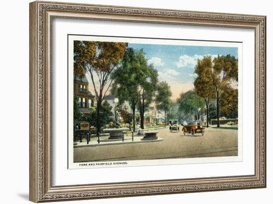 Bridgeport, Connecticut - View of Park and Fairfield Avenues-Lantern Press-Framed Art Print