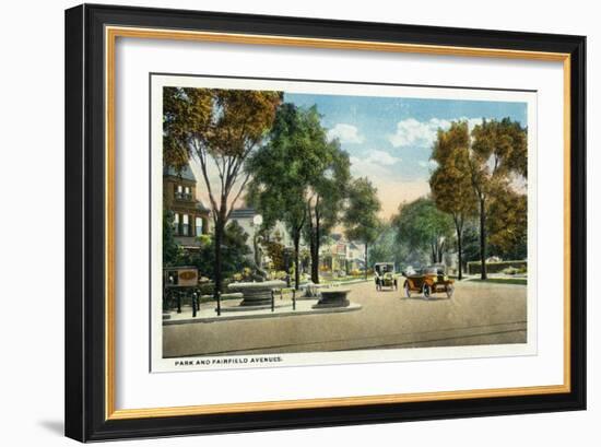 Bridgeport, Connecticut - View of Park and Fairfield Avenues-Lantern Press-Framed Art Print