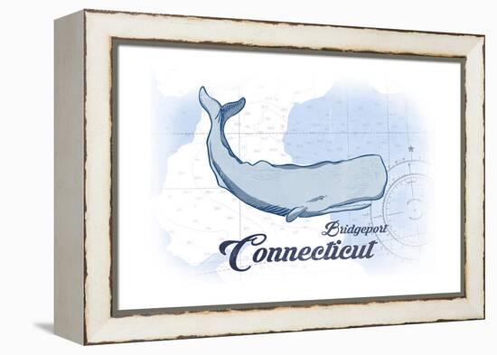 Bridgeport, Connecticut - Whale - Blue - Coastal Icon-Lantern Press-Framed Stretched Canvas