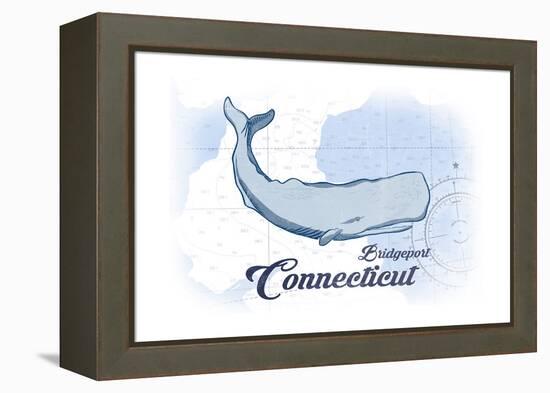 Bridgeport, Connecticut - Whale - Blue - Coastal Icon-Lantern Press-Framed Stretched Canvas