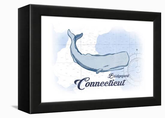 Bridgeport, Connecticut - Whale - Blue - Coastal Icon-Lantern Press-Framed Stretched Canvas