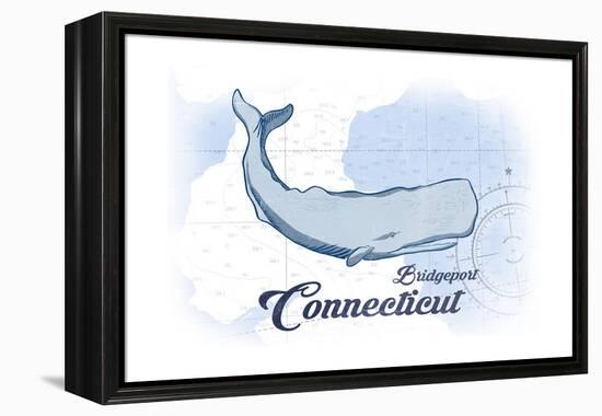 Bridgeport, Connecticut - Whale - Blue - Coastal Icon-Lantern Press-Framed Stretched Canvas